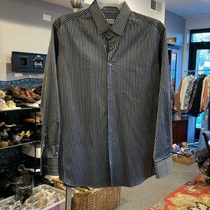 Equilibrio Milano Designer Shorts Men’s XL Black Silver Striped Dress Shorts